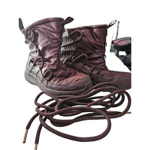 Nike Synthetic Tanjun High Rise Lace Up Sneaker Boots Bordeaux Wine Red Size 6.5